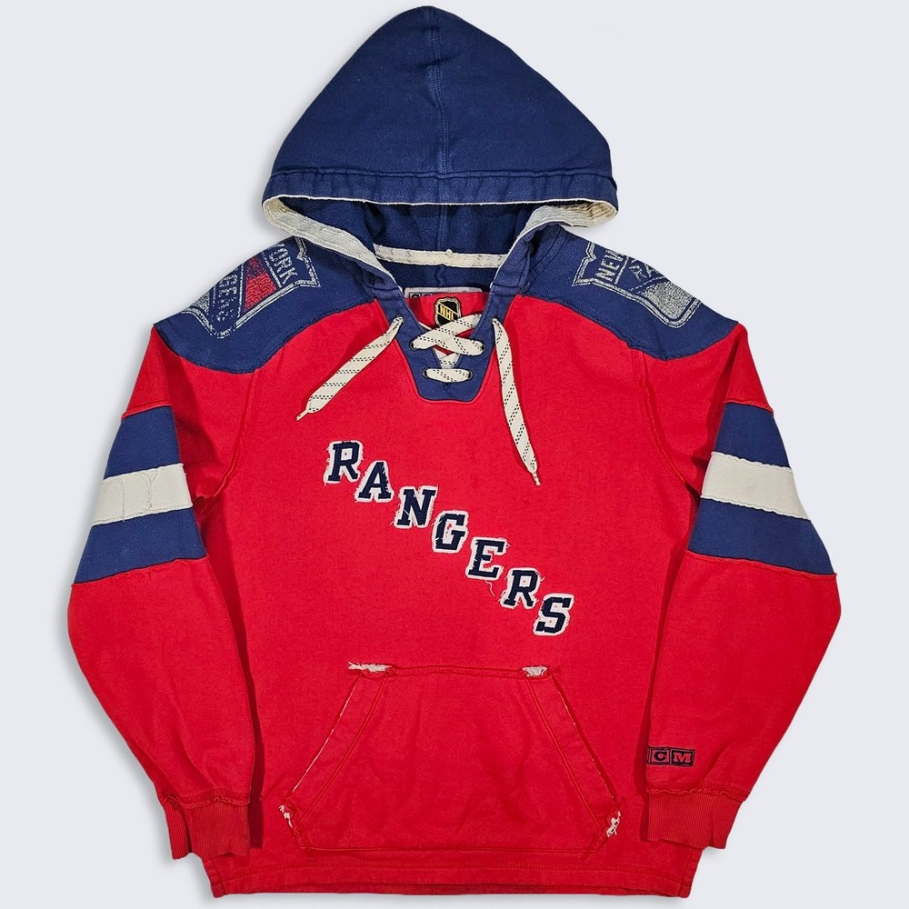 New York Rangers Retro CCM Old Time Hockey Hoodie Sweatshirt